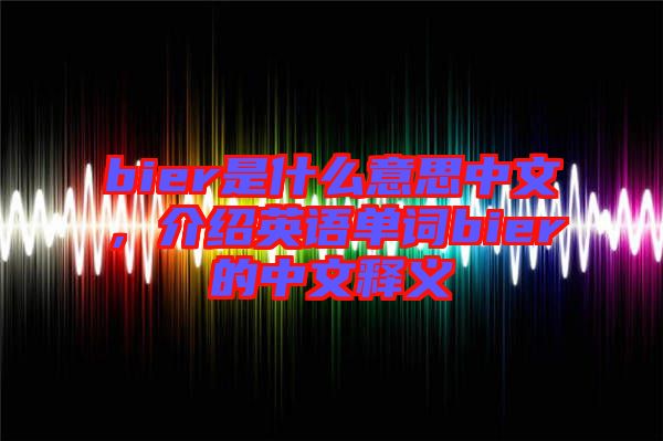 bier是什么意思中文，介紹英語單詞bier的中文釋義