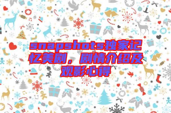 snapshots獨家記憶美劇，劇情介紹及觀影心得