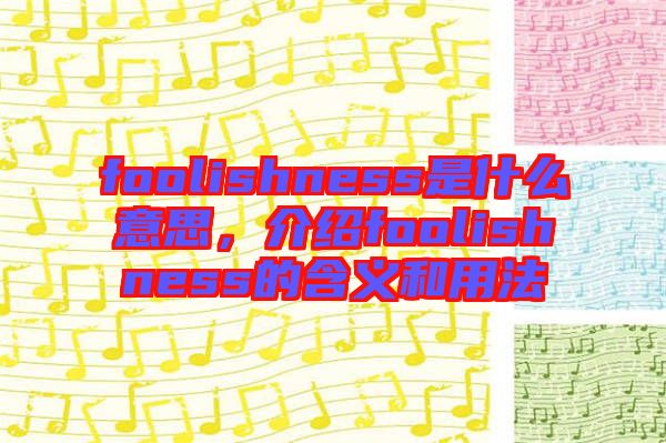 foolishness是什么意思，介紹foolishness的含義和用法