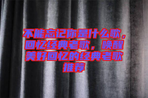 不能忘記你是什么歌，回憶經(jīng)典老歌，喚醒美好回憶的經(jīng)典老歌推薦