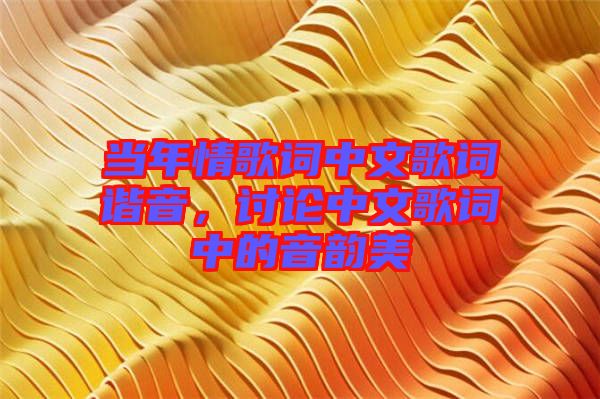 當(dāng)年情歌詞中文歌詞諧音，討論中文歌詞中的音韻美