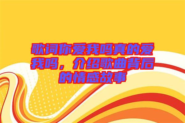 歌詞你愛我嗎真的愛我嗎，介紹歌曲背后的情感故事