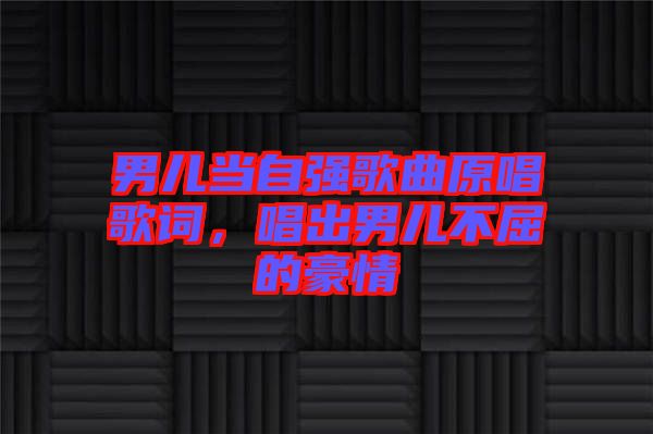 男兒當(dāng)自強(qiáng)歌曲原唱歌詞，唱出男兒不屈的豪情