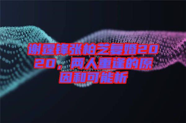 謝霆鋒張柏芝復(fù)婚2020，兩人重逢的原因和可能析