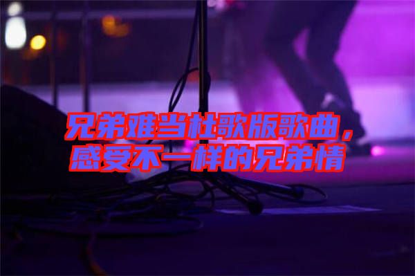 兄弟難當(dāng)杜歌版歌曲，感受不一樣的兄弟情