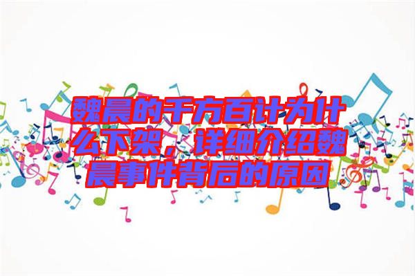 魏晨的千方百計為什么下架，詳細介紹魏晨事件背后的原因