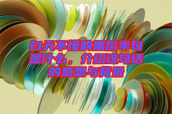 白天不懂的黑后半句是什么，介紹這句話的意思與背景