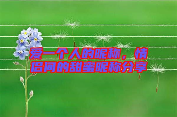 愛(ài)一個(gè)人的昵稱(chēng)，情侶間的甜蜜昵稱(chēng)分享