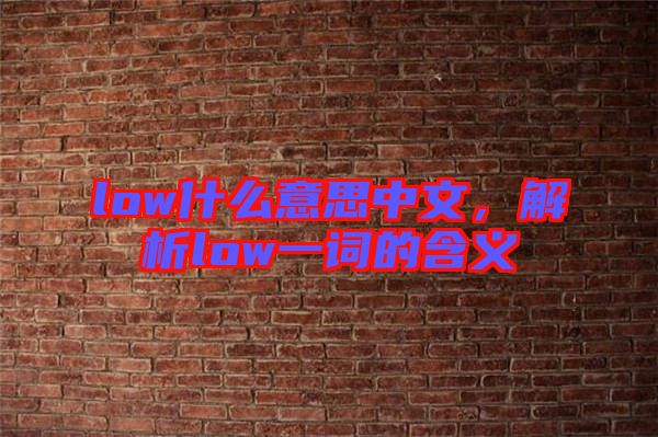 low什么意思中文，解析low一詞的含義