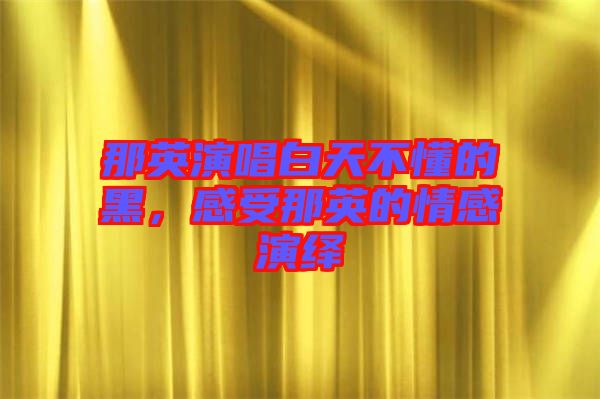 那英演唱白天不懂的黑，感受那英的情感演繹
