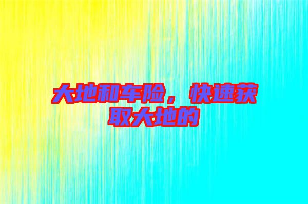 大地和車險(xiǎn)，快速獲取大地的