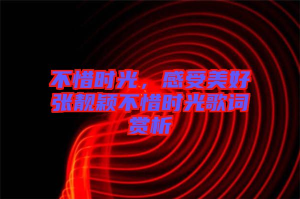 不惜時光，感受美好張靚穎不惜時光歌詞賞析