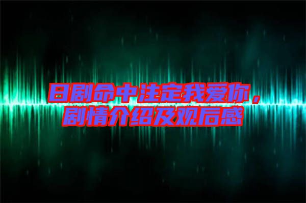 日劇命中注定我愛你，劇情介紹及觀后感