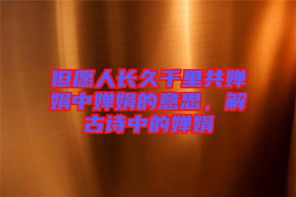 但愿人長(zhǎng)久千里共嬋娟中嬋娟的意思，解古詩(shī)中的嬋娟
