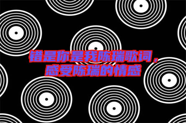 錯(cuò)是你是我陳瑞歌詞，感受陳瑞的情感