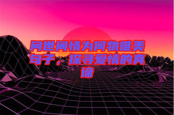 問世間情為何物唯美句子，探尋愛情的真諦