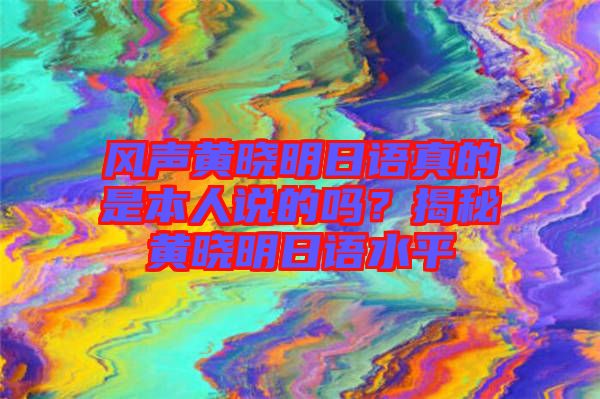 風(fēng)聲黃曉明日語真的是本人說的嗎？揭秘黃曉明日語水平
