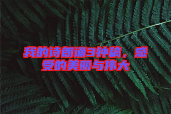 我的詩朗誦3鐘稿，感受的美麗與偉大