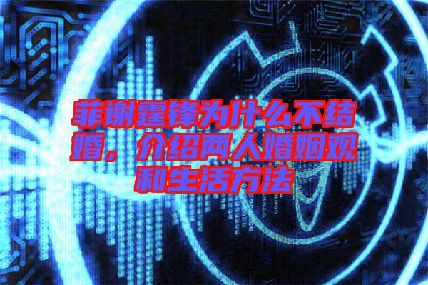 菲謝霆鋒為什么不結(jié)婚，介紹兩人婚姻觀和生活方法