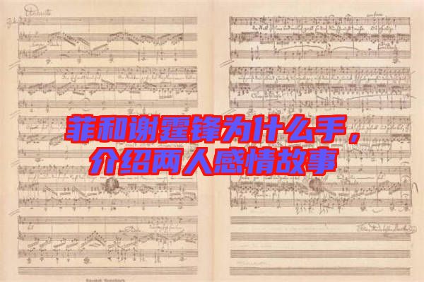 菲和謝霆鋒為什么手，介紹兩人感情故事