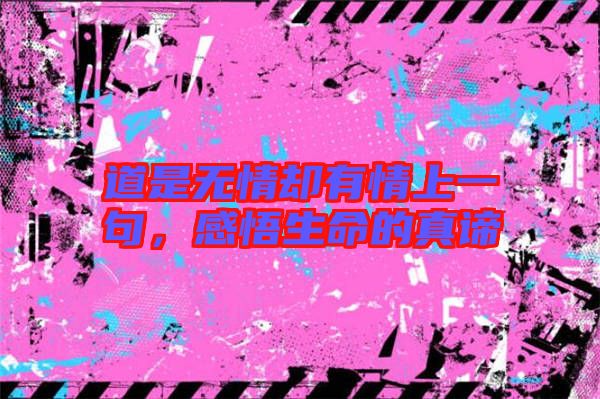 道是無(wú)情卻有情上一句，感悟生命的真諦