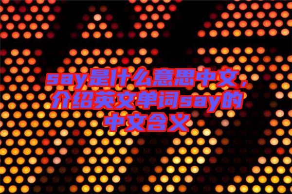 say是什么意思中文，介紹英文單詞say的中文含義