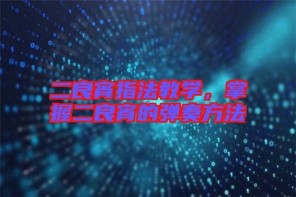二良宵指法教學(xué)，掌握二良宵的彈奏方法