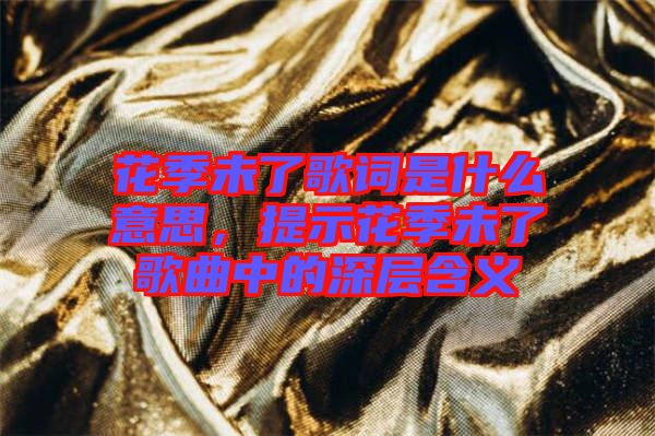 花季未了歌詞是什么意思，提示花季未了歌曲中的深層含義