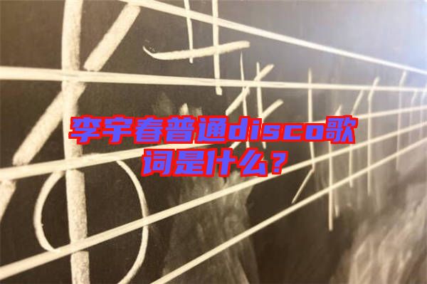 李宇春普通disco歌詞是什么？