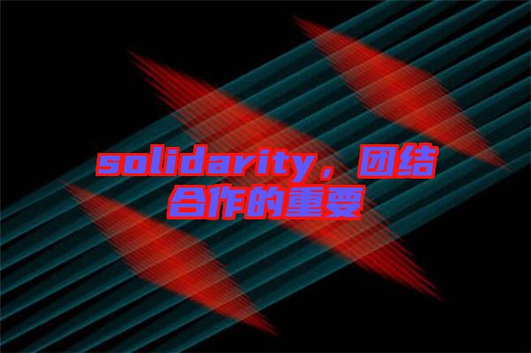 solidarity，團(tuán)結(jié)合作的重要