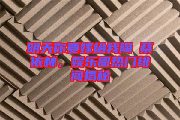 明天你要嫁給我陶喆蔡依林，娛樂圈熱門緋聞揭秘