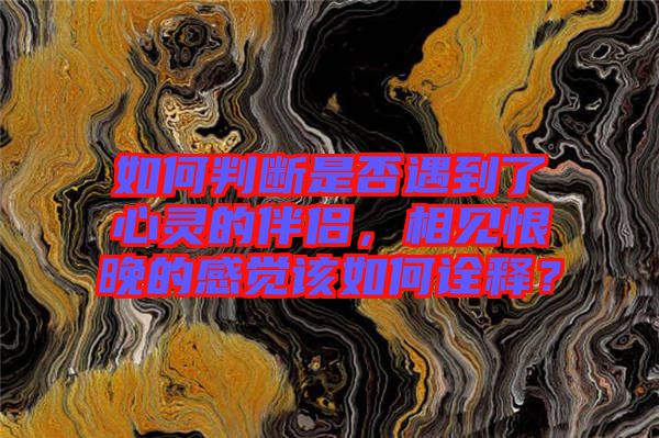 如何判斷是否遇到了心靈的伴侶，相見(jiàn)恨晚的感覺(jué)該如何詮釋？