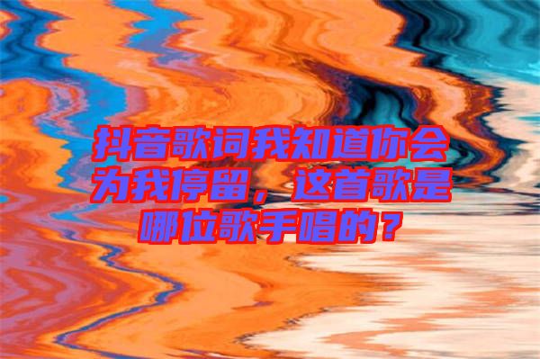 抖音歌詞我知道你會(huì)為我停留，這首歌是哪位歌手唱的？