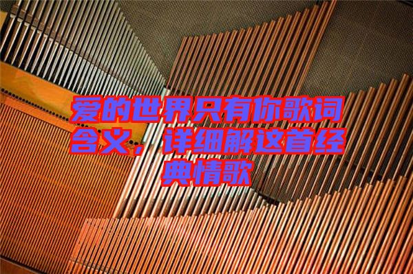 愛的世界只有你歌詞含義，詳細(xì)解這首經(jīng)典情歌