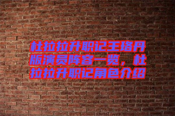 杜拉拉升職記王珞丹版演員陣容一覽，杜拉拉升職記角色介紹