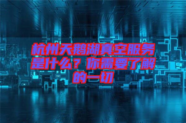 杭州天鵝湖真空服務(wù)是什么？你需要了解的一切