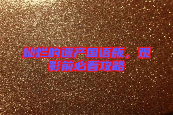 燦爛的遺產(chǎn)國語版，觀影前必看攻略