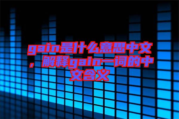 gain是什么意思中文，解釋gain一詞的中文含義