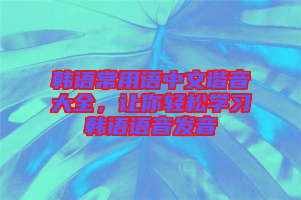 韓語(yǔ)常用語(yǔ)中文諧音大全，讓你輕松學(xué)習(xí)韓語(yǔ)語(yǔ)音發(fā)音