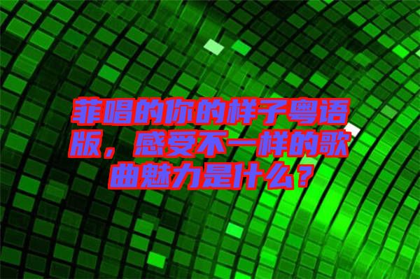 菲唱的你的樣子粵語版，感受不一樣的歌曲魅力是什么？