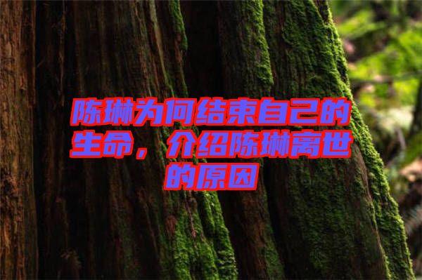 陳琳為何結(jié)束自己的生命，介紹陳琳離世的原因