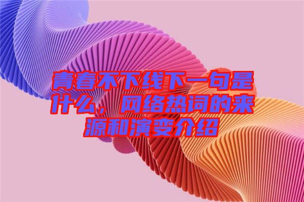 青春不下線下一句是什么，網(wǎng)絡(luò)熱詞的來源和演變介紹